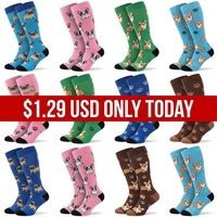 Calcetines de compresión al por mayor con estampado de perros, talla grande, pantorrilla ancha, extra grandes, de soporte graduado, proveedor personalizado