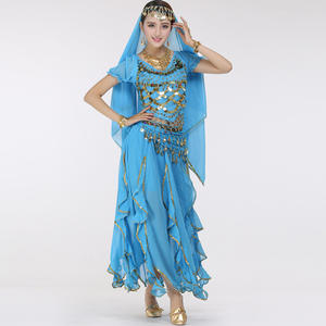 Jh519 tissu écharpe en mousseline de soie 6 pièces pour filles adultes Performance princesse ensembles de vêtements 2025 indien danse du ventre Topknot et <span class=keywords><strong>fleur</strong></span> - Product Image 5