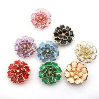 Penutup Kancing Logam Berbentuk Bunga dengan Hiasan Rhinestone Plastik Warna-warni WBK-1640 untuk Kemeja Wanita