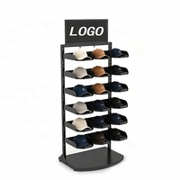 Expositor de Sombreros Metálico Independiente, Expositor de Gorras de Béisbol de Múltiples Niveles, Expositor de Sombreros con Logotipo Personalizado para Tiendas Minoristas