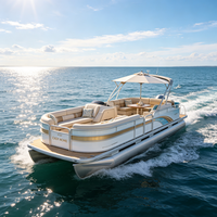 Bateau Tritoon en aluminium de 24 pieds pour 12 personnes, idéal pour la croisière, les fêtes et la pêche, avec moteur hors-bord électrique en option, certifié CE