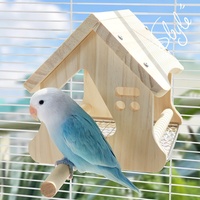 Maison en bois pour perroquet, perchoir en acier inoxydable, écologique et durable, abri anti-ennui, nichoir pour oiseaux de compagnie