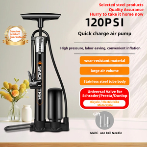 Pompe à pied pour vélo avec manomètre, valve universelle pour usage en atelier <span class=keywords><strong>de</strong></span> vélo, vente en gros - Product Image 1
