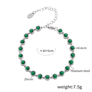 Bracciale da donna ipoallergenico con zirconi 5A multicolore, placcato oro 14K, con incastonatura a castone, alternativa al diamante, all'ingrosso - Product Image 5