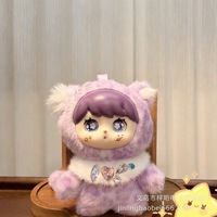 Peluche chat imprimé léopard mignon, jouet en peluche à visage en vinyle souple, pendentif personnage de dessin animé Kawaii avec décorations gemmes, jouets pour machine à griffes