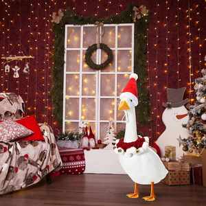 Knitted <b>Red</b> <b>Scarf</b> 23 Inch Santa Outfit Clothes for Goose Christmas Outdoor Patio Yard Lawn Art - Product Image 5