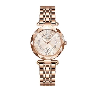 New Luxury Diamond Cut <b>Mirror</b> Wine Red Ladies Watch Elegant <b>Small</b> Stainless Steel Band Waterproof Quartz Watch - Product Image 3
