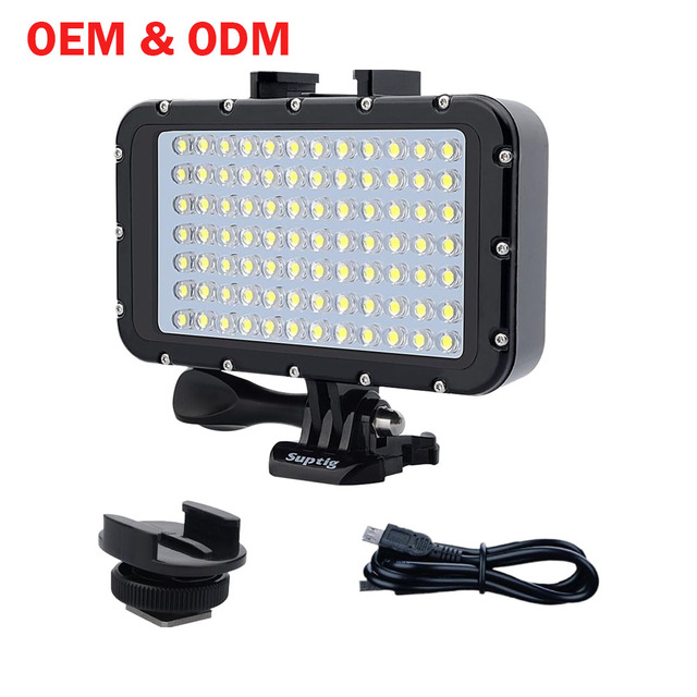 Suptig Underwater Dive Lights 84 LED High Power Dimmable Waterproof USB Powered 5500K Adjustable Color Temp 164ft(50m) for