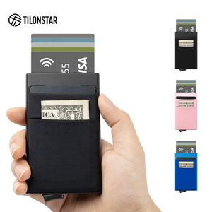 TILONSTAR-Porte-monnaie en métal RFID à poche mince Pop up, pince à billets en aluminium, porte-cartes bancaires et de crédit pour cartes - Product Image 6