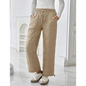 FOXA Women Winter Quilted <b>Down</b> Pants Lightweight Wide Leg Snow <b>Trousers</b> Casual Breathable With Pockets - Product Image 3