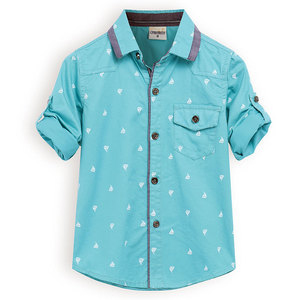 <span class=keywords><strong>Chemise</strong></span> décontractée pour garçons, vêtements pour enfants, 100% coton, manches retroussées, imprimé, <span class=keywords><strong>chemise</strong></span> tissée pour garçon - Product Image 1