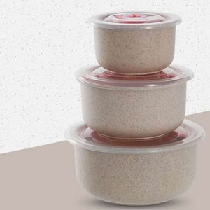 Juego de 3 Recipientes de Paja de Trigo Ecológicos de 300 ml, 500 ml y 900 ml con Tapa y Marcador de Fecha para Almacenamiento de Alimentos - Product Image 2