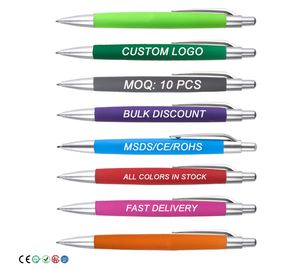 Best Bulk Customized Logo Pens Promotion Multicolored Rubber Plastic Ballpoint Pen with Retractable Printing Advertising Gifts - Product Image 1