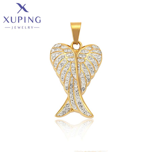 35469 Xuping perhiasan <span class=keywords><strong>fashion</strong></span> sederhana romantis hadiah besar sayap ikan ekor zircon 24K warna baja nirkarat liontin