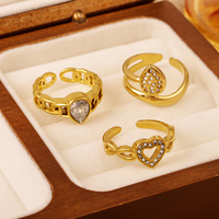 Bague Feuille d'Œil Plaqué Or en Acier Inoxydable Anti-ternissement et Étanche, Tendance TikTok, par Fanhua Jewelry