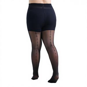 Collants Jacquard en Nylon Grande Taille pour Femmes Rondes, Sexy et Tendance, à Pois Cœur au Dos, Amincissants, Respirants et Fins - Product Image 1