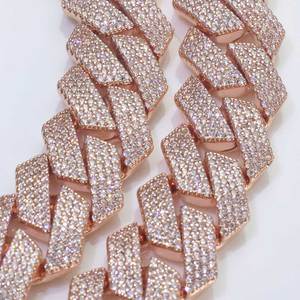 FealuxLuxury Collier Chaîne Maille Cubaine <span class=keywords><strong>Miami</strong></span> 15mm Largeur 4 Rangs Sertie <span class=keywords><strong>de</strong></span> Pierres CZ Plaqué Or Rose Bijoux Hip Hop - Product Image 6