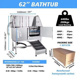 حوض استحمام للكلاب من الفولاذ المقاوم للصدأ 62 "، متين وصديقٌ للقطط والكلاب الصغيرة والكبيرة ، لتنظيف الحيوانات الأليفة - Product Image 2