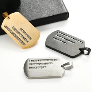 Stainless Steel Zircon <b>Dog</b> <b>Tag</b> Pendant <b>Necklace</b> Hiphop <b>Men</b> Women Military Card American Soldier Identity <b>Tags</b> With Rhinestones - Product Image 3