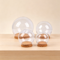 Dôme de présentation en verre de haute qualité TS avec base en liège, surface transparente estampillée or pour la décoration