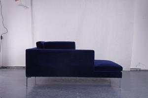 Sofá Minimalista Moderno en Forma de L, Tapizado en Terciopelo Azul Marino, Estilo Antonio Citterio <span class=keywords><strong>Charles</strong></span> - Product Image 4