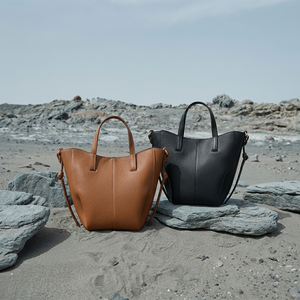 Genuine Leather Bucket Bag for Women Luxury Pebbled Leather Tote Handbag Daily Work Travel Shoulder Bag Casual Top Handle Purse - Product Image 2