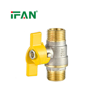 IFAN Vanne à boisseau sphérique en laiton forgé CW617N de bonne qualité pour cuisine, avec poignée papillon et corps en laiton