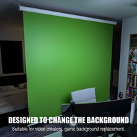 Layar Latar Belakang Chroma Key Hijau Manual Tarik Turun 3M*2M yang Dapat Dilipat dan Dipasang di Dinding untuk Studio
