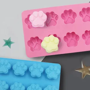 10 Holle Kattenklauw Hond Voetafdrukken Vorm Siliconen Mal Handgemaakte Chocolade Cakevorm Bakvorm Zeep