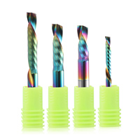 Fraise à compression à une dent en carbure monobloc avec revêtement DLC, à coupe ascendante et descendante, pour routeur CNC, pour acrylique, PVC, bois, plastique