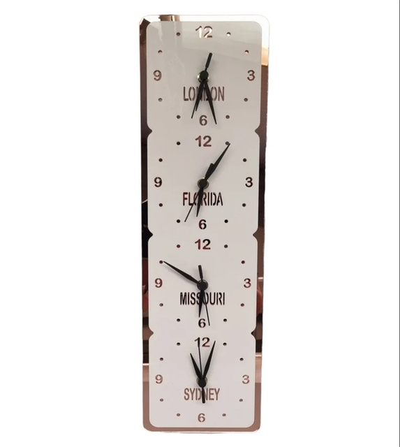 Hotel World Time Zone Acrylic Customize Logo Unique Modern Home Decoration Wall Clock for Living Room