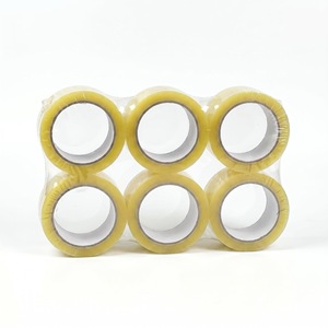 Cinta adhesiva transparente amarilla, 6 rollos, adhesivo acrílico de alta adherencia para entrega urgente y embalaje de comercio electrónico - Product Image 1