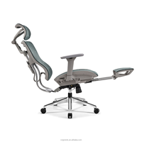 Chaise de bureau de direction au design moderne Grands Furniture, entièrement en maille, repose-pieds réglable, pivotante, ergonomique, pieds en aluminium