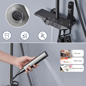 Ensemble de douche de salle de bain à <span class=keywords><strong>bas</strong></span> prix, robinet mélangeur de salle de bain à 4 touches de piano <span class=keywords><strong>avec</strong></span> ensemble de douche, affichage numérique LED - Product Image 3