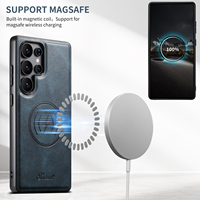 Coque de téléphone SUTENI pour Samsung S26 Ultra avec chargement magnétique sans fil, texture lisse effet cire, cuir synthétique de luxe pour Galaxy S25 Plus S24