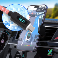 Kabel ponsel Digital, kabel telepon genggam Tipe C dapat Data Usb ke Tipe C untuk komputer Android Pad 66W