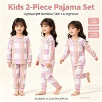 Pyjama Enfant Personnalisé en Bambou à Motif Floral Patchwork, Manches Longues, Tenue Décontractée pour Tout-Petits