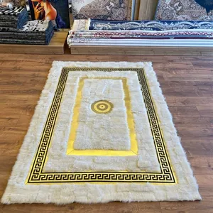 Top Quality Large Sheepskin Carpet White and Black Fur Carpet for Living Room