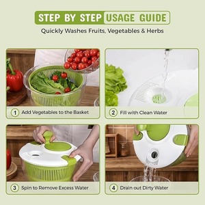 Hand Operated Salad Spinner <b>Vegetable</b> Washer Drainer Strainer Bowl PP Plastic Kitchen Fruit Lettuce Tool - Product Image 3