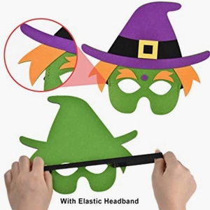Masque de sorcière citrouille pirate squelette Cosplay Masquerade Party Masque pour les yeux avec corde élastique Masques en feutre d'Halloween pour enfants - Product Image 4
