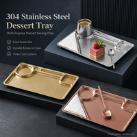 Assiette à dessert en acier inoxydable 304 avec porte-gobelet et emplacement pour couverts pour le service de gâteaux