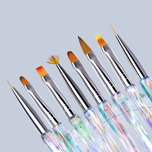 Kit de pinceaux dégradés pour nail art, 8 pièces, outils en plastique pour la luminothérapie et la photothérapie, pour estomper les couleurs des ongles - Product Image 2