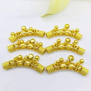 Gold Plated Hollow Curved <b>Tube</b> Bell Sleeve Jewelry <b>Finding</b> Half Moon Shape DIY Accessory Component - Product Image 4