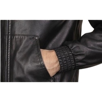 Chaqueta de Cuero Tipo Bomber con Capucha Desmontable para Hombre, Negra, de Cuero Genuino Premium, Anti-UV, Transpirable, Estilo Casual Urbano, para Invierno