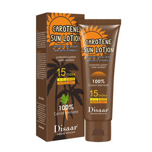 Dissar Body SPF 15 organic carrot beach tanning sunless lotion for bronze and gold leather - Product Image 1