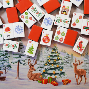 Luxury Modern Design Portable Customized Mah Jongg Red Christmas Acrylic American Mahjong Tile Set for <b>Entertainment</b> - Product Image 1