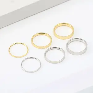 RINNTIN APR33 טבעות תכשיטים יוקרתיים טבעת זהב רגיל טהור 14 קראט חתונה אמיתית מוצקה לגברים נשים בציפוי זהב טבעות אירוסין קלאסיות