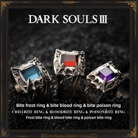 Starforged Dark Souls III Bague en verre de pierre naturelle 'Blood-Burning' Unisexe pour couples, Merchandising de jeu