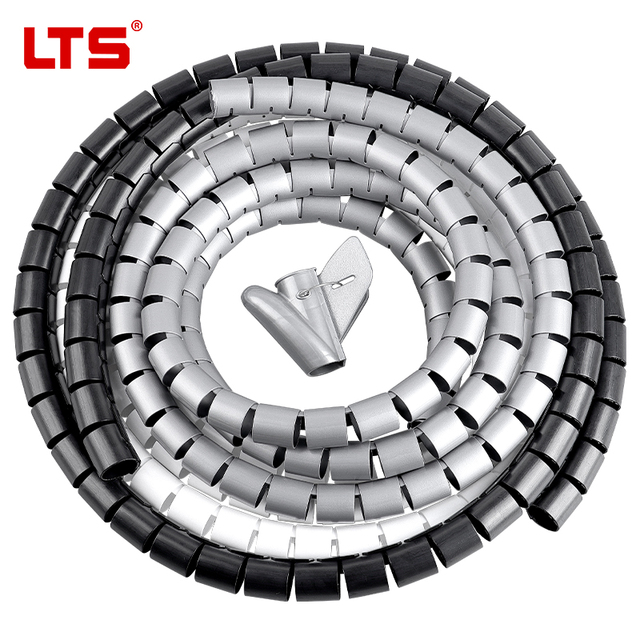 LTS PE Spiral Wrapping Cable Management Sleeve Cord Bundler 8mm Diameter Protect Cables Customizable Length Cable Organizer Tube