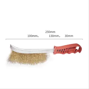 Abrasive Brass Coopered Coated Steel Knife Wire Brushes With Plastic Handle